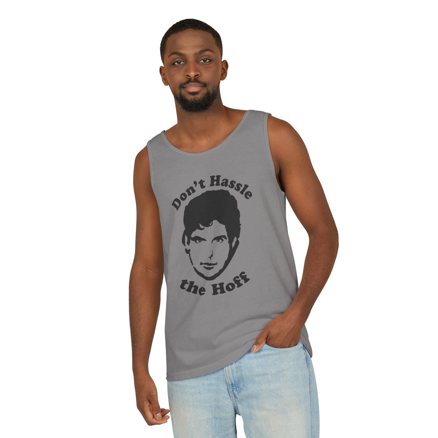 Retro Graphic Tank Top - Don't Hassle the Hoff, Summer Classic, Unisex Apparel, Casual Outfit, Beachwear, Gift Idea