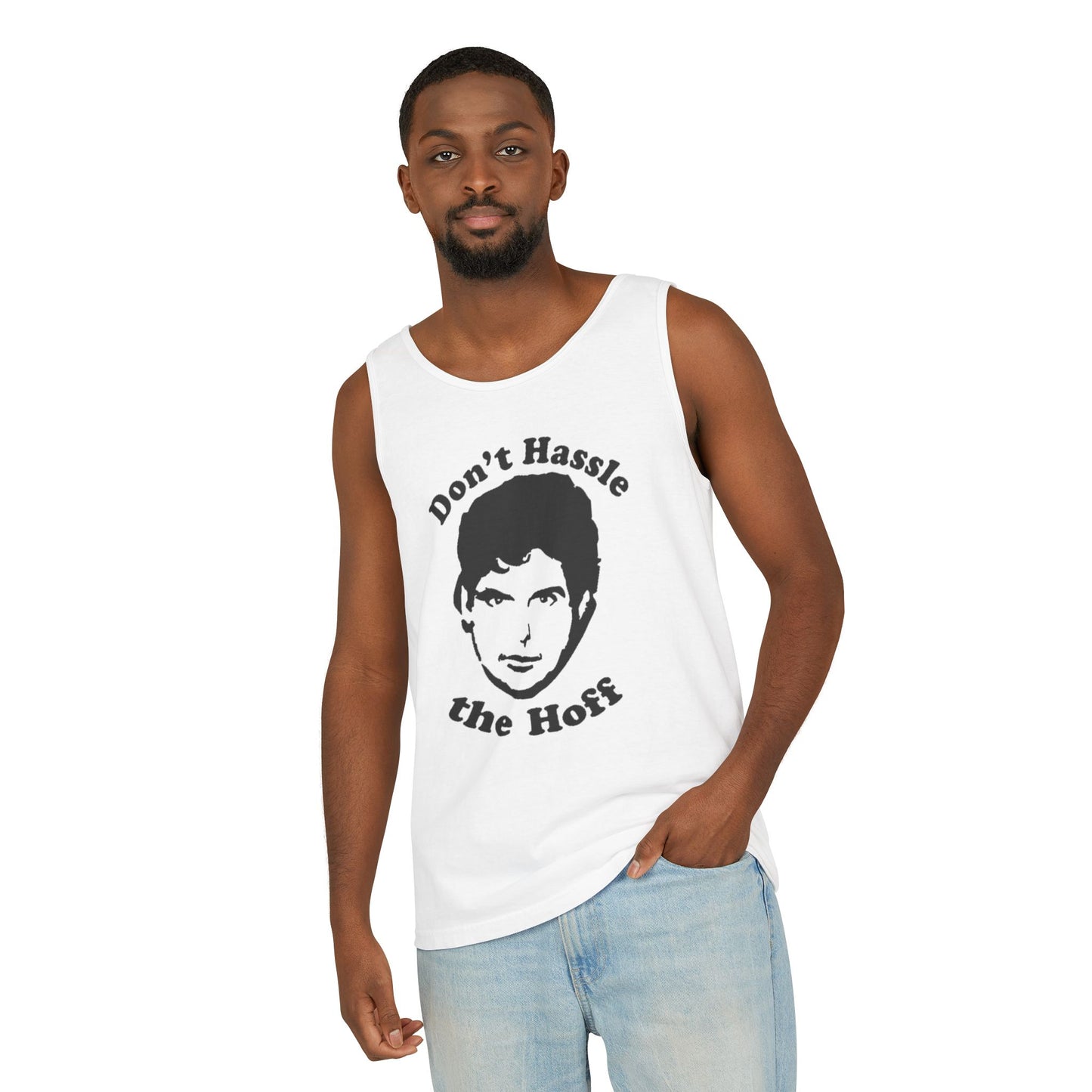 Retro Graphic Tank Top - Don't Hassle the Hoff, Summer Classic, Unisex Apparel, Casual Outfit, Beachwear, Gift Idea