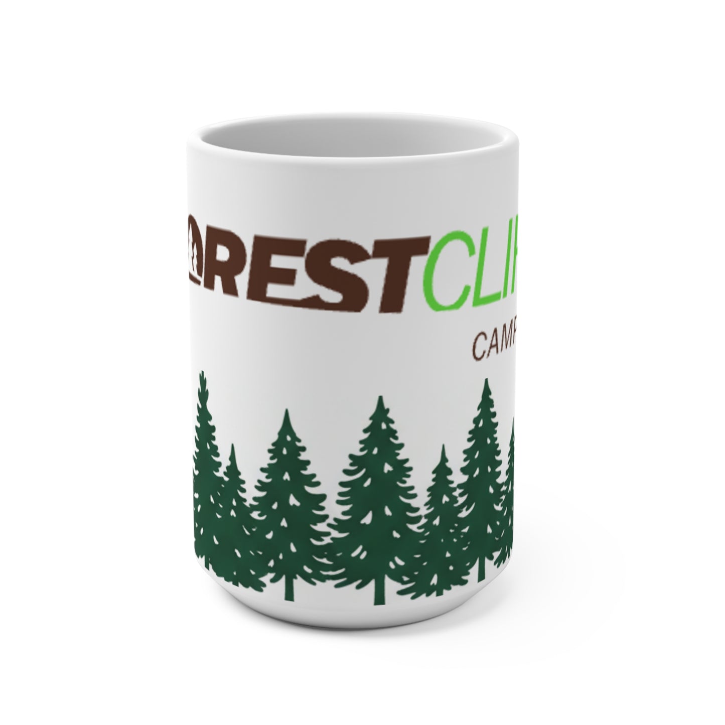Forestcliff Camps 15oz Coffee Mug – Pine Tree Campfire Camping Gift