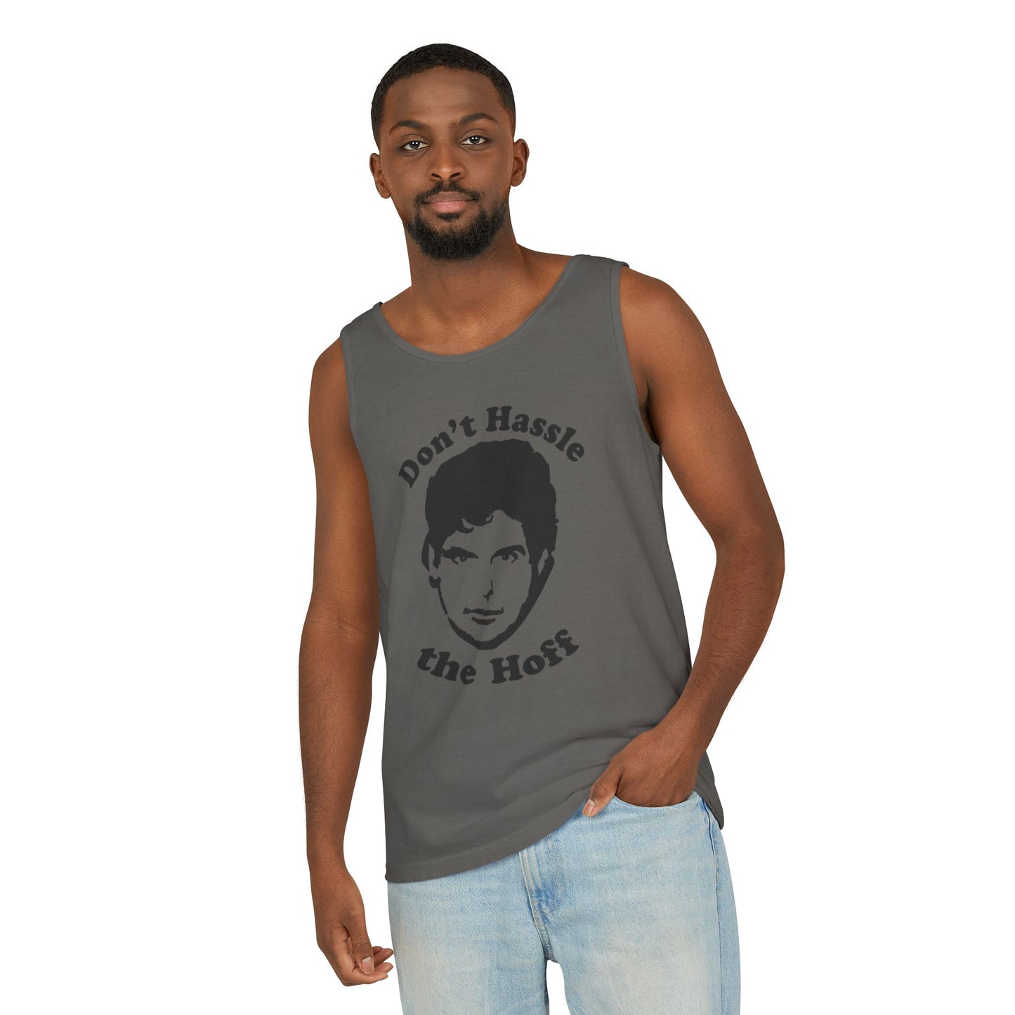 Retro Graphic Tank Top - Don't Hassle the Hoff, Summer Classic, Unisex Apparel, Casual Outfit, Beachwear, Gift Idea