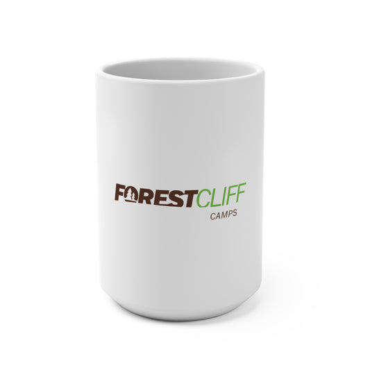 Forest Cliff Camps 15oz Coffee Mug — Rustic Outdoor Camp Logo