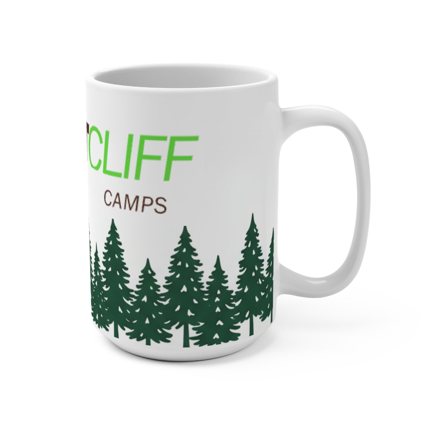 Forestcliff Camps 15oz Coffee Mug – Pine Tree Campfire Camping Gift