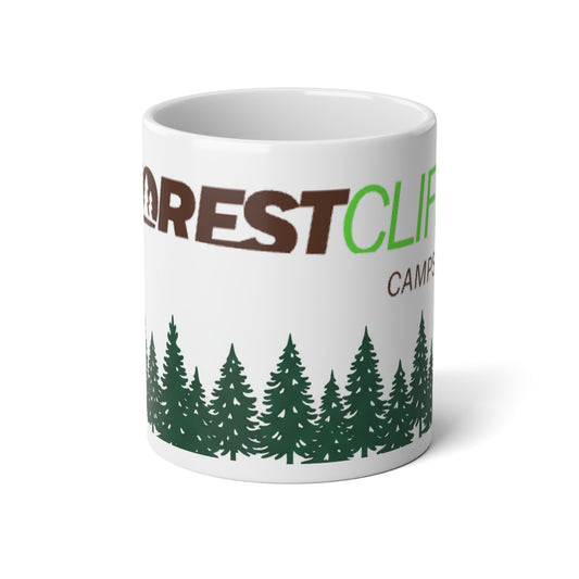 Forest Cliff Camping 20oz Jumbo Mug — Pine Tree Outdoor Coffee Cup